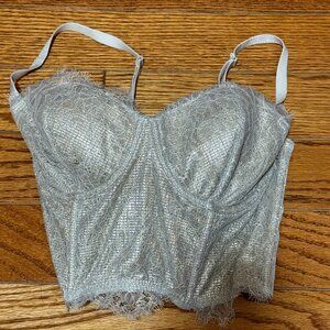 NWOT Victoria's Secret Gray Sparkle Bar Top - Size 34D